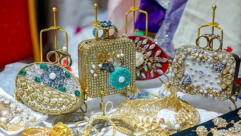 Jewellery items on display at the South Asia Trade Fair at ICCB in Dhaka. Photo: Abdullah Al Momin