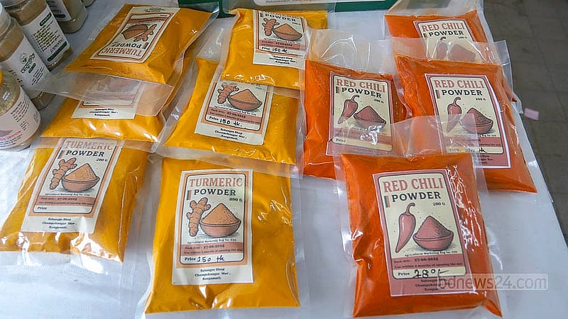 Along with fruits, ground spices from the hills are also available at the fair. Photo: Abdullah al Momin