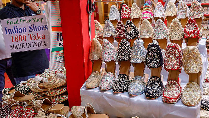 A variety of shoes on display at an Indian footwear stall at the Asia International Trade Fair in Dhaka. Photo: Mahmud Zaman Ovi