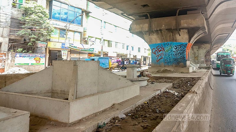 Dhaka South has recovered the encroached area underneath the Jatrabari-Gulistan Flyover and begun enhancing the look of the place. Photo: Abdullah Al Momin
