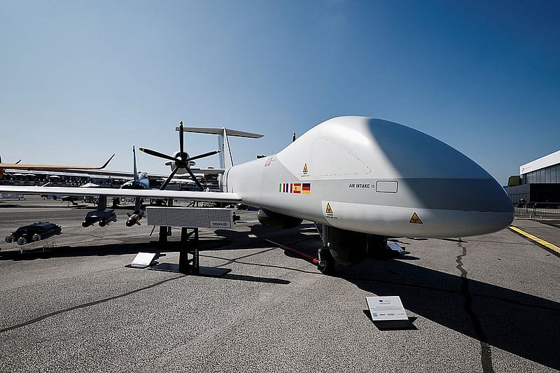 An Airbus Eurodrone remotely piloted aircraft system (RPAS) is displayed at the 55th International Paris Airshow at Le Bourget Airport near Paris, France, June 17, 2025. Photo: Reuters