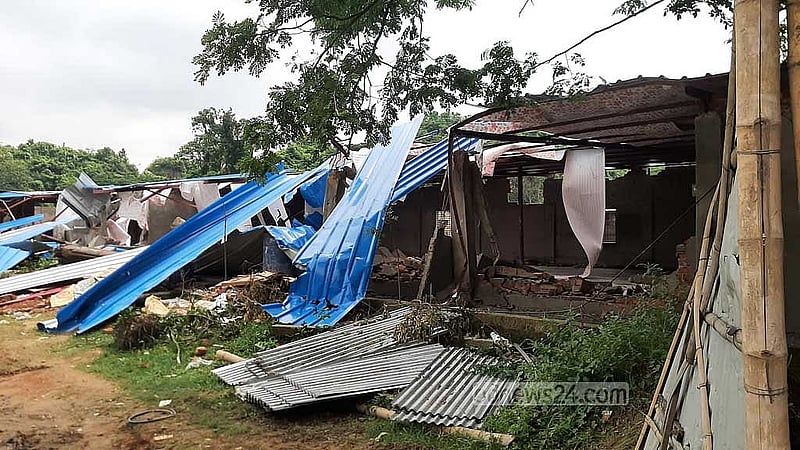 An under-construction joint forces camp in Chattogram’s Jungle Salimpur was vandalised during the attack.  Photo: Suman Babu