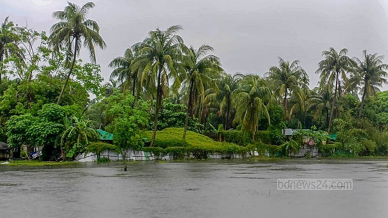 Low-lying areas of Teknaf Upazila in Cox’s Bazar have been inundated by several days of continuous heavy rain and hill runoff. Photo: Jashim Mahmud