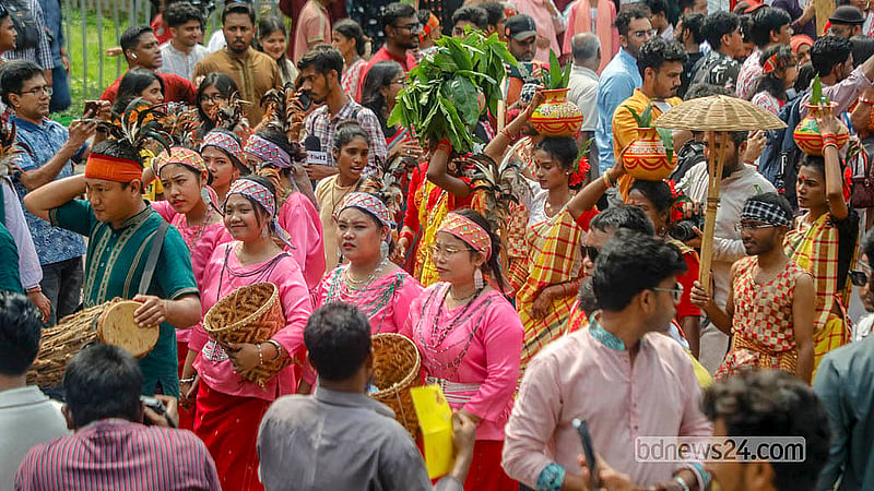 This year, members Chakma, Marma and Garo  participants in the procession. Photo: Abdullah Al Momin