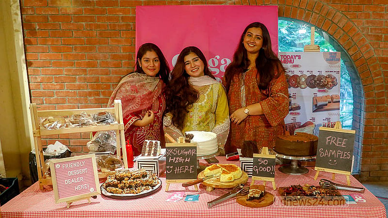 Entrepreneurs have set up stalls of local and foreign foods on Friday, Oct 10, 2025, at the Aloki Convention Center in Tejgaon, Dhaka. Photo: Abdullah Al Momin
