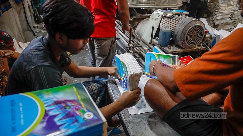 Secondary school books are printed step by step at a printing house in Dhaka’s Matuail. The latest machines are used in the printing process. Photo: Mahmud Zaman Ovi