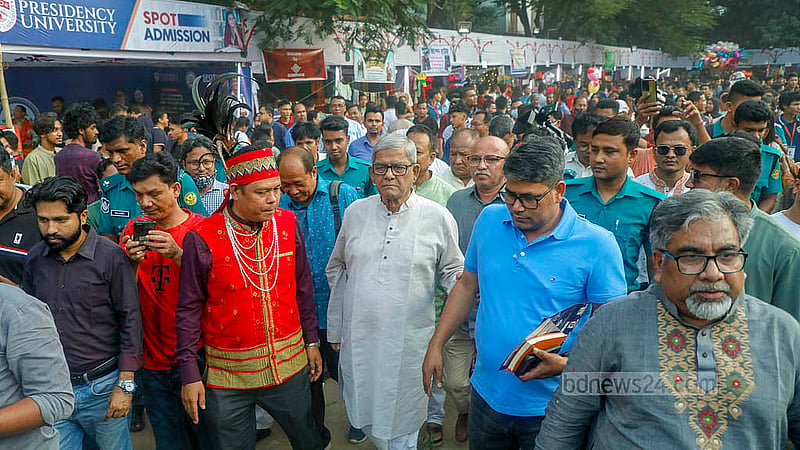 BNP Secretary General Mirza Fakhrul Islam Alamgir at the Wangala festival on Friday, Oct 24, 2025, at Banani Bidyaniketan School and College premises in Dhaka. Photo: Abdullah al Momin