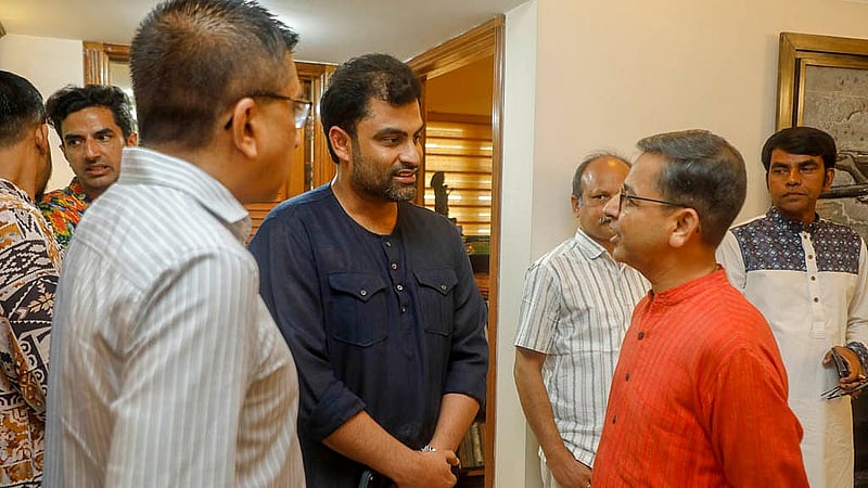 Bangladesh Cricket Board (BCB) President and cricketer Tamim Iqbal in conversation with Indian High Commissioner to Dhaka Pranay Verma at bdnews24.com’s Bengali New Year party.