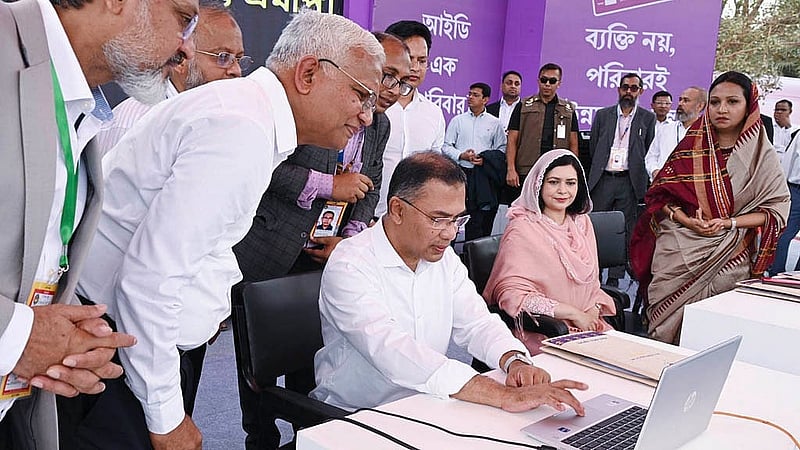 Prime Minister Tarique Rahman inaugurates the Family Card distribution programme at Dhaka’s T&amp;T playground in Banani on Tuesday, Mar 10, 2026. Photo: PMO