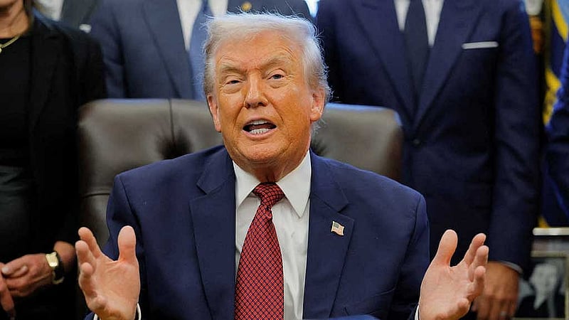 US President Donald Trump speaks during the announcement of new fuel economy standards, in the Oval Office at the White House in Washington, DC, US, Dec 3, 2025. REUTERS/Brian Snyder
