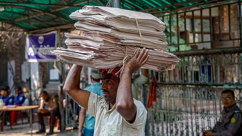 Ballot papers and all related materials for the referendum are being dispatched from Willes Little Flower School and College to assistant returning officers in Dhaka’s 20 constituencies. Photo: Mahmud Zaman Ovi