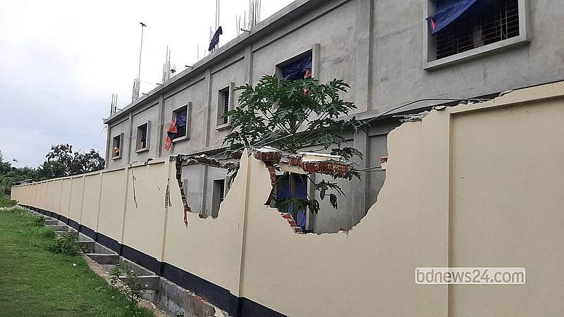 An under-construction joint forces camp in Chattogram’s Jungle Salimpur was vandalised during the attack.  Photo: Suman Babu