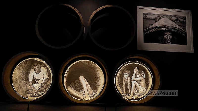Renowned Indian photojournalist Raghu Rai's solo exhibition titled 'Rise of a Nation' is under way at the Zainul Gallery in Dhaka University's Faculty of Fine Arts. Photo: Mahmud Zaman Ovi