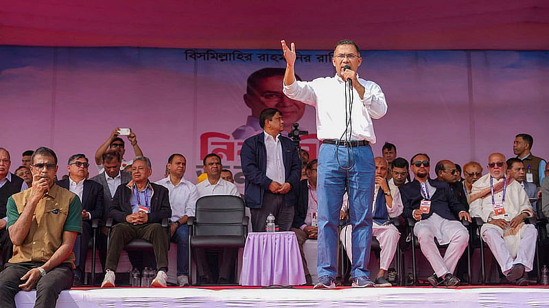 BNP Chairman Tarique Rahman attends a campaign rally at Chattogram’s Polo Ground on Sunday, Jan 25, 2026. Photo: BNP Media Cell
