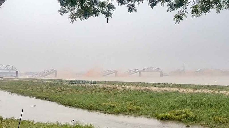 A general view of collapsed Ava bridge following the earthquake in Mandalay, Myanmar, March 28, 2025, in this screengrab taken from a social media video. Social Media /via REUTERS