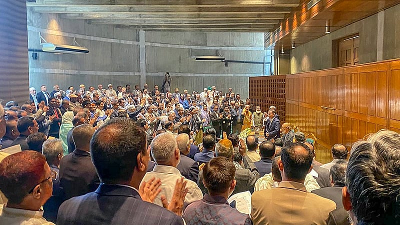A meeting of the BNP parliamentary party took place, presided over by the party Chairman Tarique Rahman, following the swearing-in of the newly elected members of parliament. Photo: BNP Media Cell