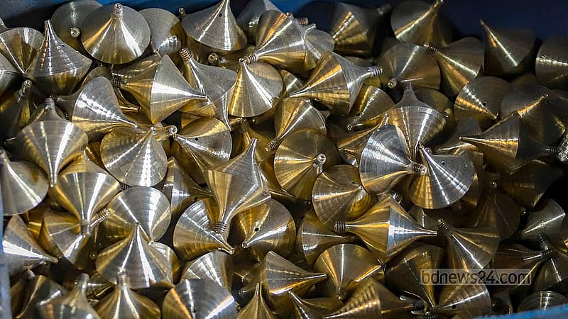 Various brass products used by Hindu households are made at a factory in Jhaulahati in Dhaka’s Kamrangirchar. Photos: Abdullah Al Momin
