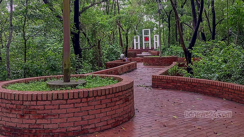 The Shaheed Minar monument at Sylhet’s Shahjalal University of Science and Technology covers a 6,886 sq ft area near the centre of campus. Photo: Noor Alam
