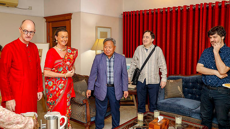 German Ambassador to Dhaka Achim Tröster and his wife, Bettina, South Korean Ambassador Park Young-sik, and Argentine Ambassador Marcelo Cesa joined in cheerful banter and laughter during the lively gathering.