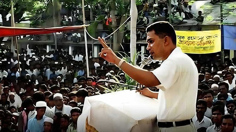 Tarique Rahman at a public rally. File photo