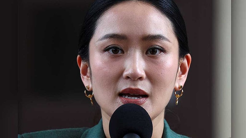 Thailand's Prime Minister Paetongtarn Shinawatra speaks after Thailand's Constitutional Court suspended her from duty pending a case seeking her dismissal, at the Government House in Bangkok, Thailand, Jul 1, 2025. REUTERS/Athit Perawongmetha