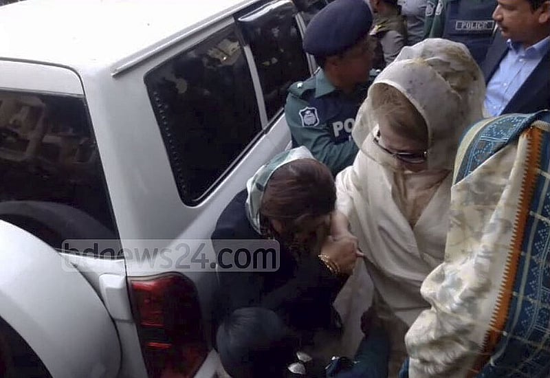 Khaleda Zia on her way to prison after the verdict. File photo.