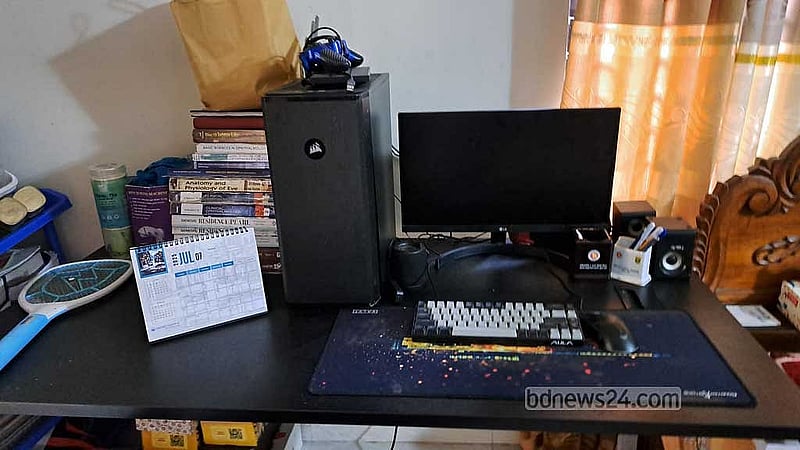 This desk once belonged to Mugdho, where he would sit and work. It is now only a memory.
