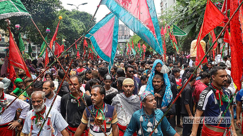 People of all ages participate in the Tazia procession that started from Old Dhaka’s Hussaini Dalan on Friday, Jun 26, 2026, on the occasion of Ashura. Photo: Shamsul Haque Ripon