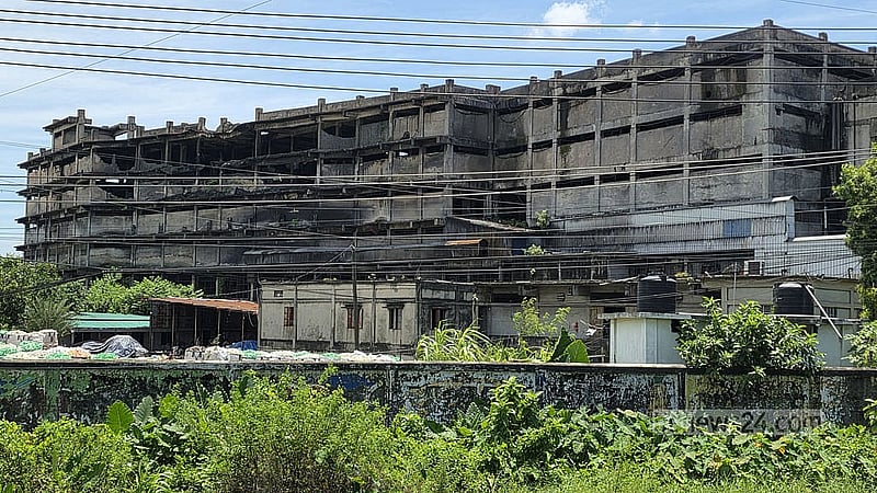 The Gazi Tyres factory stands beside the Dhaka-Sylhet Highway in Rupshi, Rupganj, Narayanganj, two years after the devastating fire.