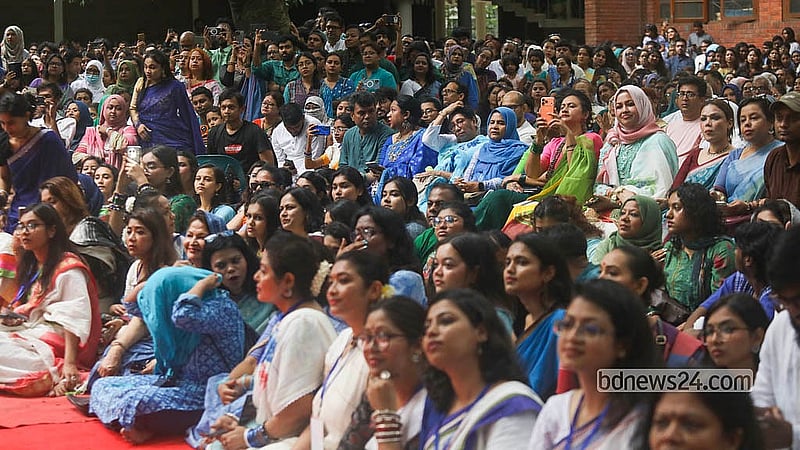 Hundreds of spectators gather at Bakultala as "Ghanaghata 2" captivates audiences with classical music and dance at Dhaka University’s Faculty of Fine Arts on Friday, Jul 17, 2026. Photo: Shamsul Haque Ripon