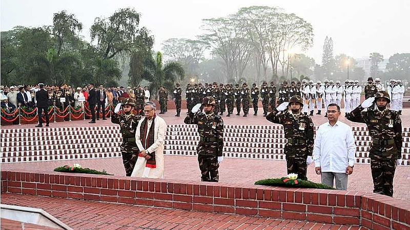 Mohammed Shahabuddin pays tribute at the Martyrs' Memorial in Savar on Independence Day, Mar 26, 2026.