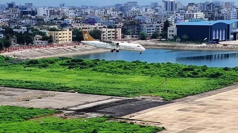 A Facebook page shared drone footage of aircraft at Shahjalal International Airport.