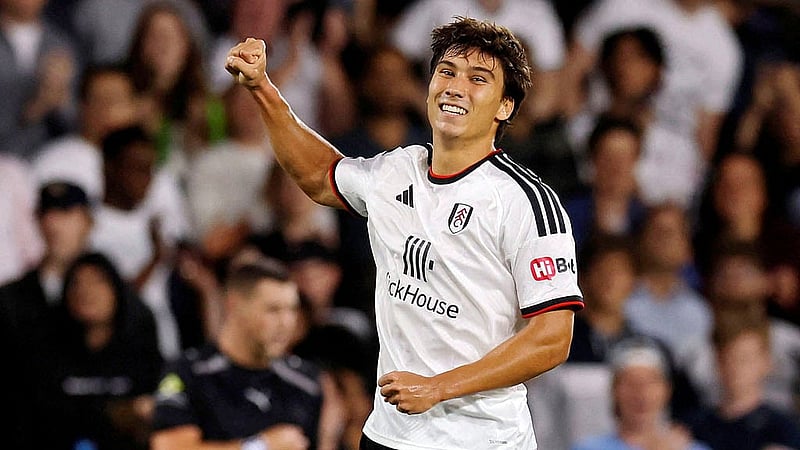 Football - Carabao Cup - Second Round - Fulham v AFC Wimbledon - Craven Cottage, London, Britain - Aug 27, 2026 Fulham's Gonzalo Garcia celebrates scoring their third goal 