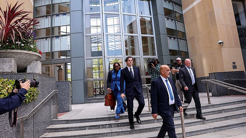 Witness Adam Mosseri, head of Instagram, leaves the courthouse, as Meta faces a landmark trial in federal court over claims from 29 states that the company illegally collected and used children's data in violation of federal law, allegedly designed its social media platforms to keep young users hooked and misled consumers about their safety, in Oakland, California, US, Aug 25, 2026. REUTERS/Manuel Orbegozo