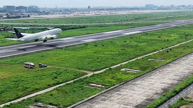 A Facebook page shared drone footage of aircraft at Shahjalal International Airport.