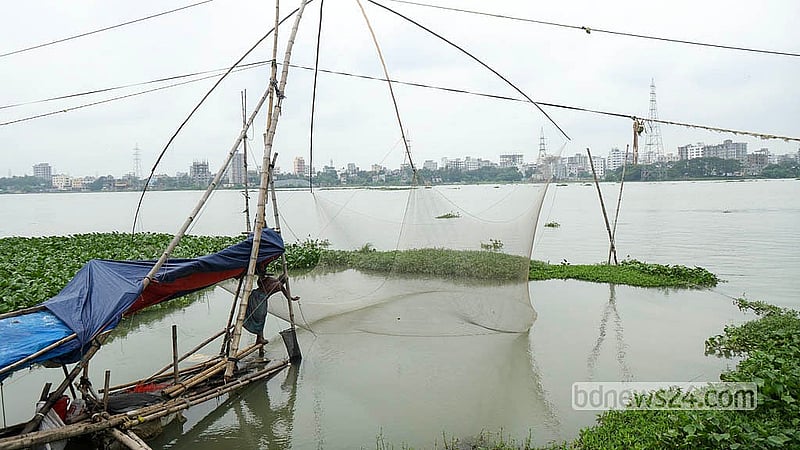 The water in the Buriganga River has largely returned to normal. Fish are being caught as nets are cast in the river now on a regular basis. Photo: Shamsul Haque Ripon