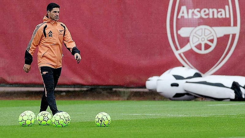 Football - UEFA Champions League - Arsenal Training - Arsenal Training Centre, London Colney, Britain - September 8, 2026 Arsenal manager Mikel Arteta during training Action Images via Reuters