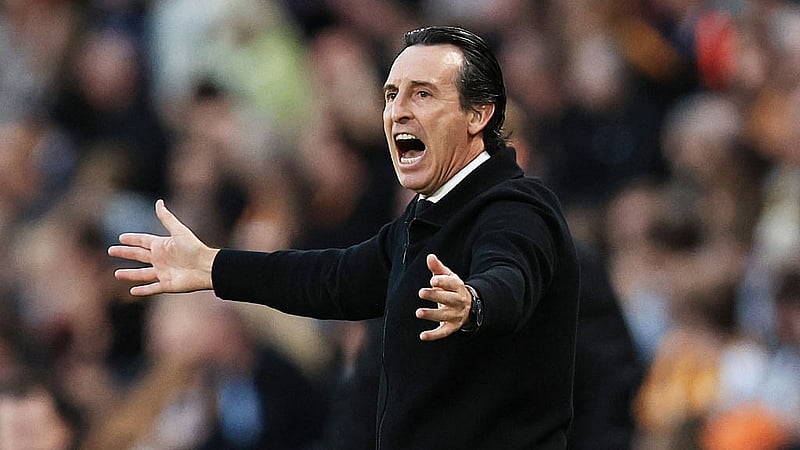 Aston Villa manager Unai Emery reacts. Action Images via Reuters