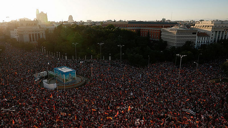 People attend a demonstration in support of residents of Spain's North African enclave of Ceuta following recent mass crossings of migrants from Morocco, in Madrid, Spain, Sept 2, 2026. REUTERS/Violeta Santos Moura