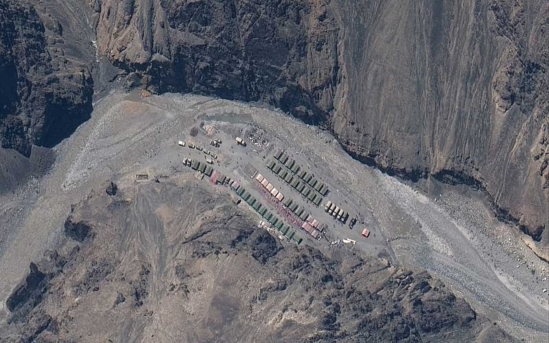 Maxar WorldView-3 satellite image shows a close-up view of the Line of Actual Control and Patrol Point 14 in the eastern Ladakh sector of Galwan Valley, June 22, 2020. Maxar Technologies via REUTERS