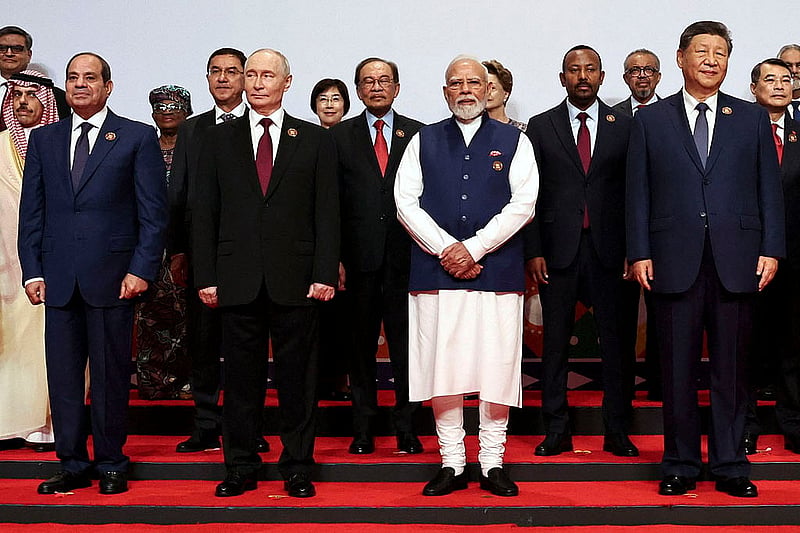 Egyptian President Abdel Fattah al-Sisi, Russian President Vladimir Putin, Indian Prime Minister Narendra Modi and Chinese President Xi Jinping pose for a family photo on day two of the BRICS Summit in New Delhi, India, September 13, 2026. Photo: Reuters