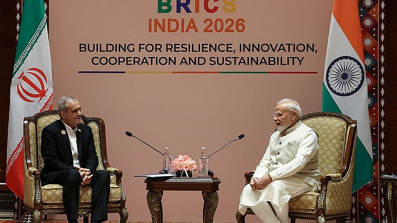 Iranian President Masoud Pezeshkian meets India’s Prime Minister Narendra Modi during their bilateral meeting ahead of BRICS Summit in New Delhi, India, September 11, 2026. Iran's Presidential website/WANA (West Asia News Agency)/Handout via REUTERS