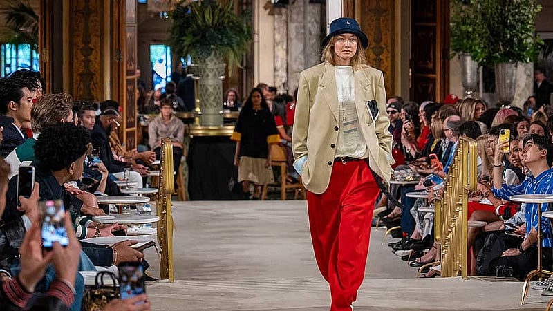 Gigi Hadid presents a creation from the Spring/Summer 2027 Tommy Hilfiger collection during New York Fashion Week in New York City, Sept 10, 2026. REUTERS/David ‘Dee’ Delgado