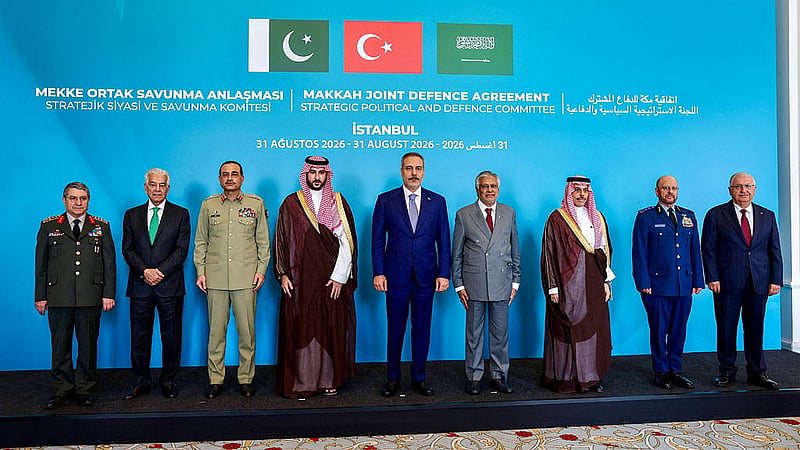Officials from Turkey, Pakistan and Saudi Arabia attend the first committee meeting under the Makkah Joint Defence Agreement in Istanbul, Aug 31, 2026. REUTERS/Murad Sezer