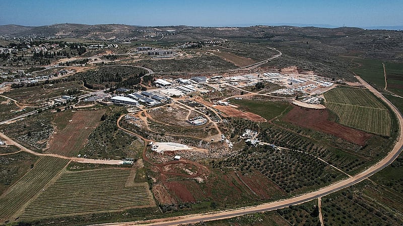 A drone view of a factory belonging to Israeli company Libi Construction and Infrastructure in Shilo, an Israeli settlement in the occupied West Bank, Apr 30, 2026. REUTERS