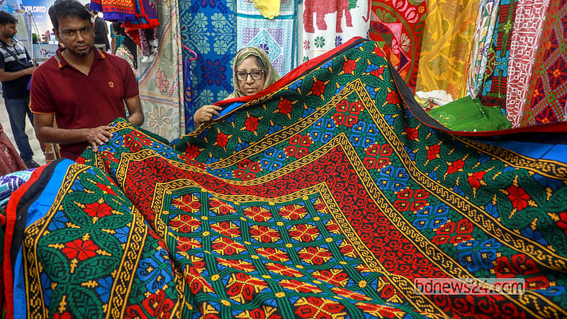 There is a stall for SME products at the “13th Asian Tourism Fair”. The fair will continue until Saturday, Sept 19, 2026, at the International Convention City Bashundhara in Dhaka. Photo: Abdullah Al Momin