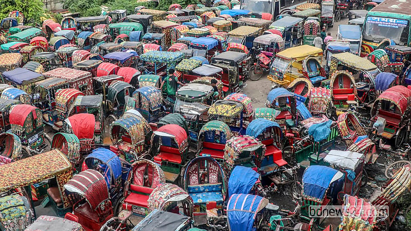 The dumping station near Postogola Bridge in Dhaka’s Shyampur overflows with battery-operated rickshaws. Photo: Abdullah Al Momin