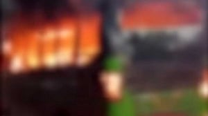 Passenger bus set on fire in Matuail amid overnight blasts