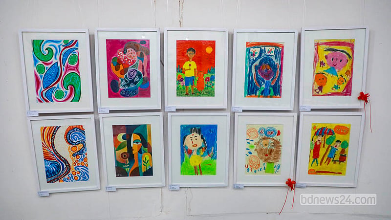 The Fifth Children’s Art Exhibition, titled “Amra Shobai Raja” (We Are All Kings), is being held at the Zainul Gallery of Dhaka University's Faculty of Fine Art.  Photo: Abdullah Al Momin