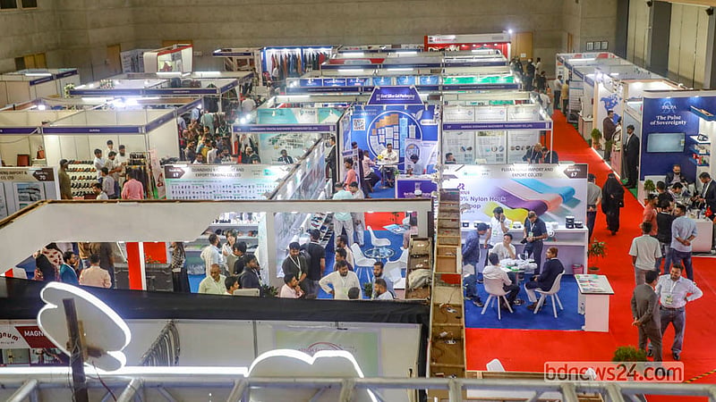 The leather and footwear industry holds a three-day international exhibition at International Convention City Bashundhara in the Kuril area of Dhaka.  Photo: Abdullah Al Momin